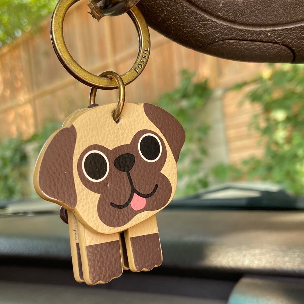 Fossil Brown and Tan Pug Key Holder